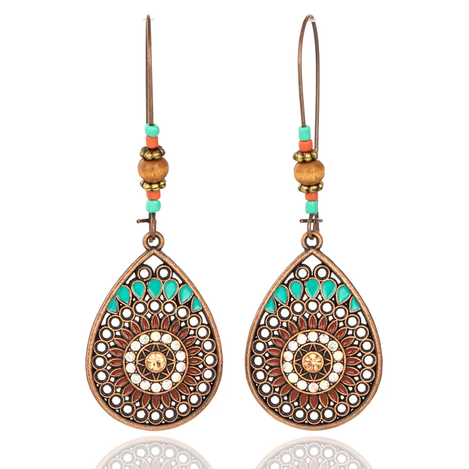

Bohemian Vintage India Ethnic Water Drip Beads Dangle Drop Earrings for Women Colorful Female 2019 Wedding Party Jewelry Gifts