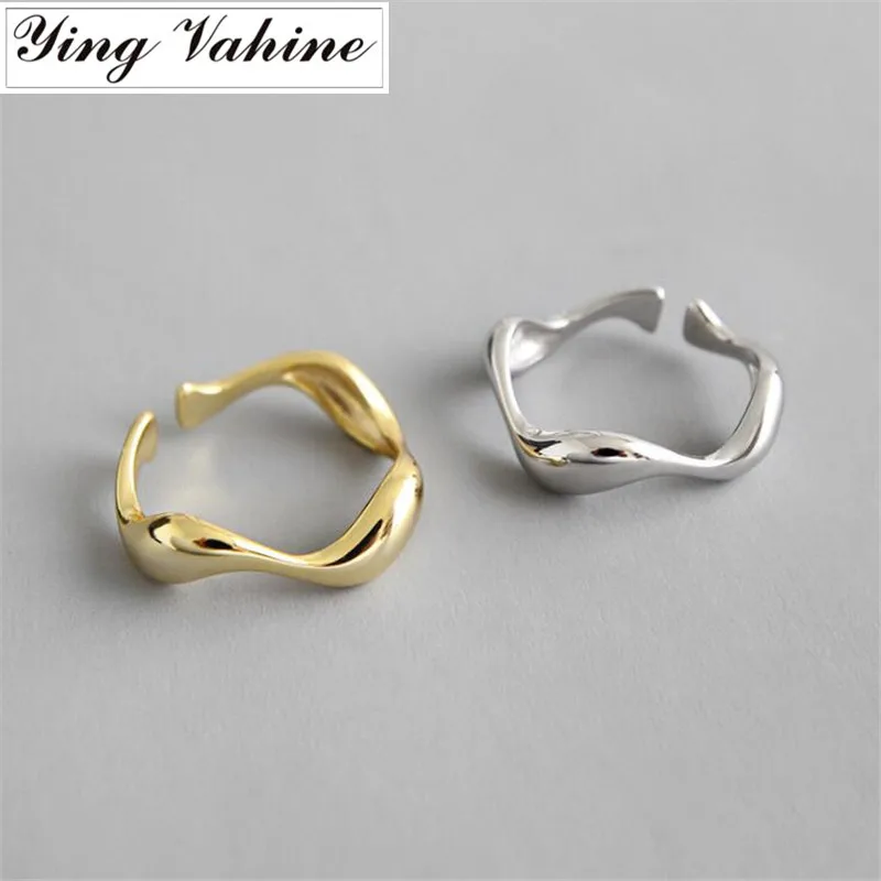 

ying Vahine 100% 925 Sterling Silver Irregular Waving Rings for Women