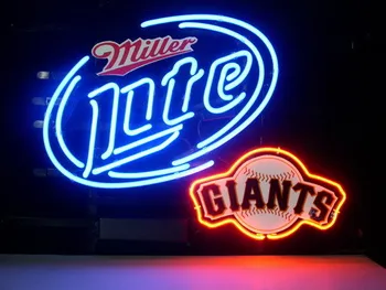

Custom NEON SIGN board For MILLER LITE BEER SAN FRANCISCO GIANTS GLASS Tube BEER BAR PUB Club Shop Store Signs 17*14"