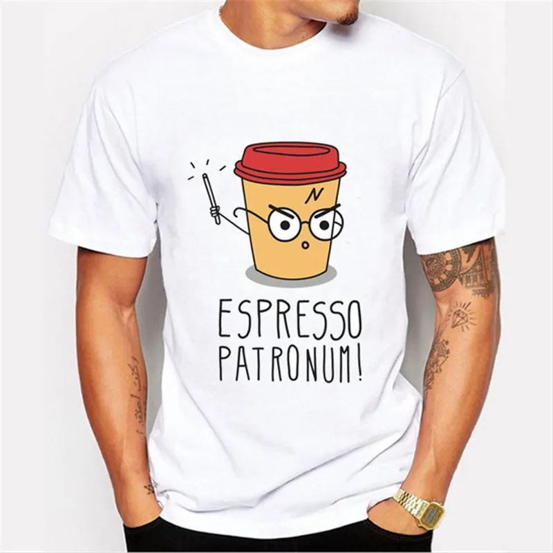 

Magic Coffee Printed Espresso Patronum T Shirt Men Short Sleeve Men Tshirt Tee Shirt Homme Tops Novelty white tshirt