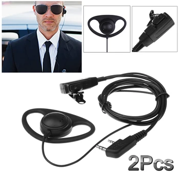 

2Pcs D-Shape 2 Pin Earpiece Headset MIC PTT Earphone for Baofeng Kenwood TYT Radios Walkie Talkie