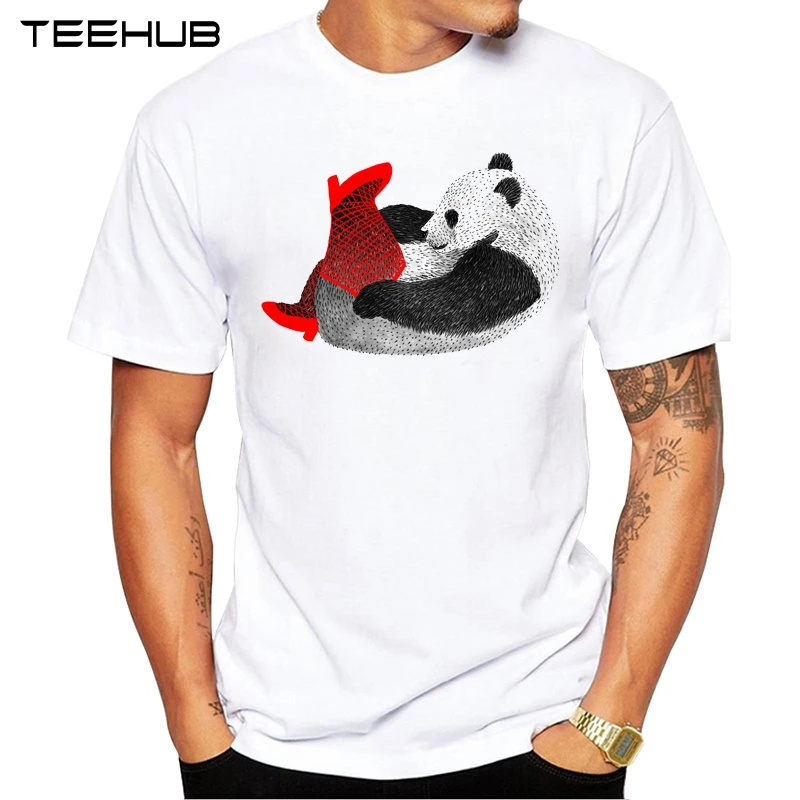 2019 Мужская модная забавная футболка TEEHUB с принтом панды коротким рукавом новинка