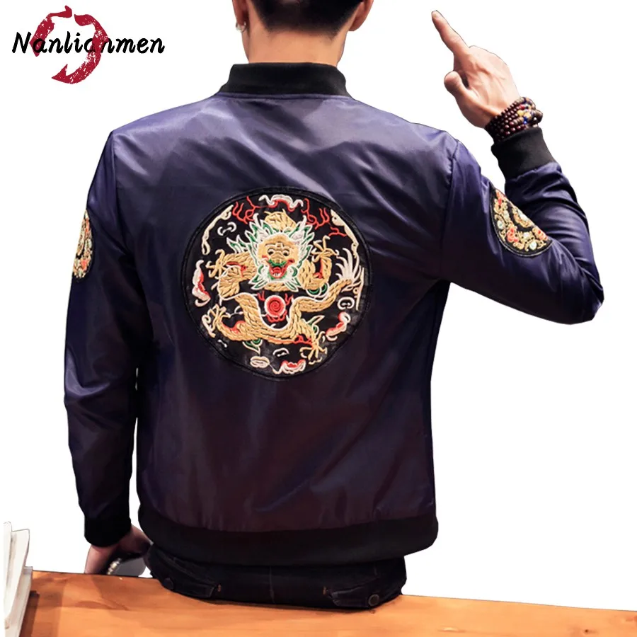 2017 Rib Sleeve Standard Style Dragon Jackets Men Veste Homme Mens