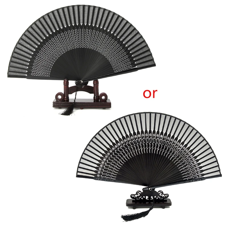 Bamboo Hand Held Folding Fans Silk Folding Fans folding fan hand fan wooden hand fan silk fans for Events