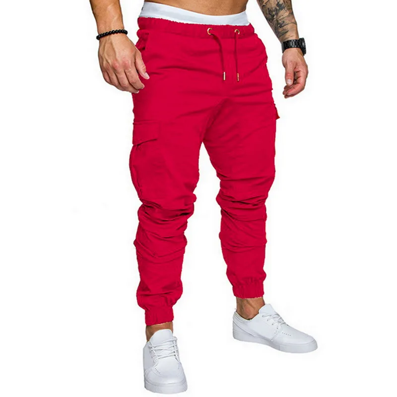 HEFLASHOR, тонкие летние мужские камуфляжные повседневные штаны, Лоскутные Спортивные штаны, мужские брюки-карго с несколькими карманами, спортивная одежда для мужчин, s, джоггеры, 4XL - Цвет: red 2