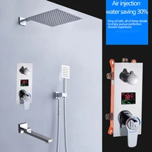 BAKALA Square Chrome Rain Shower Head Faucet Hand Shower Sprayer Mixer Bathroom Shower Faucet Set Thermostatic Shower Faucet shower system thermostatic bath bathroom mixer shower set twin head square chrome 40x40cm hand shower