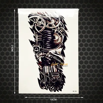 

1PC Fashion Robot Arm Waterproof Tattoo Men Body Art Shoulder Metal Designs Tattoo Stickers GHB-305 Cool Black Tatoo Adhesive