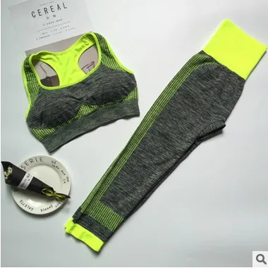 Брендовые женские спортивные для йоги комплекты Спортивный бюстгальтер с мягкими чашечками топ+ брюки, спортзал Бег Йога костюм для фитнеса спортивная одежда - Цвет: style A green