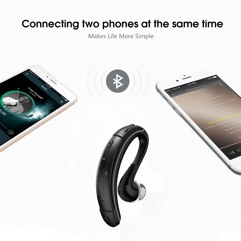 LYMOC беспроводные гарнитуры Bluetooth ушные крючки телефон наушники Спорт Диск езда микрофон громкой связи CSR4.1 8-10h Работает для всех телефонов