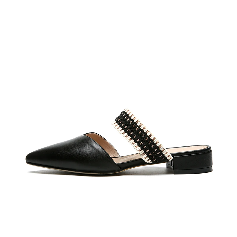 Beige noir Pointu Appartements kaki D'été Chaussures Cuir De Karinluna Dame Style Bout Femmes Classiques Élégant Ins D'âge Mûr Véritable apricot DHIW2E9Y