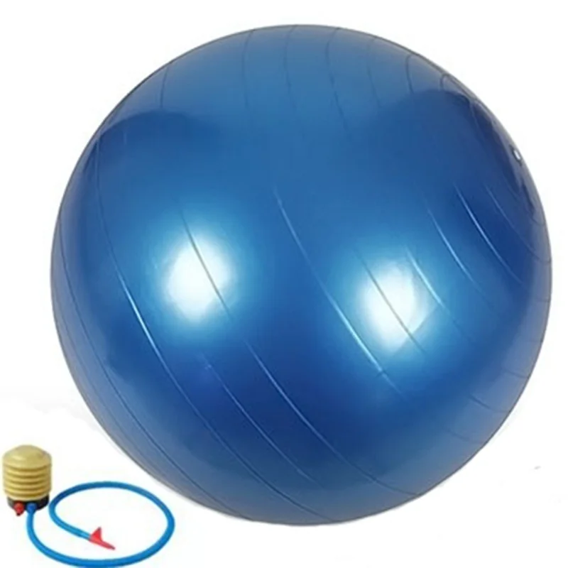55 см ПВХ унисекс мячи для йоги для фитнеса, брендовые Женские мячи для спортзала, мячи для пилатеса, взрывозащищенный балансировочный мяч+ воздушный насос - Цвет: Синий