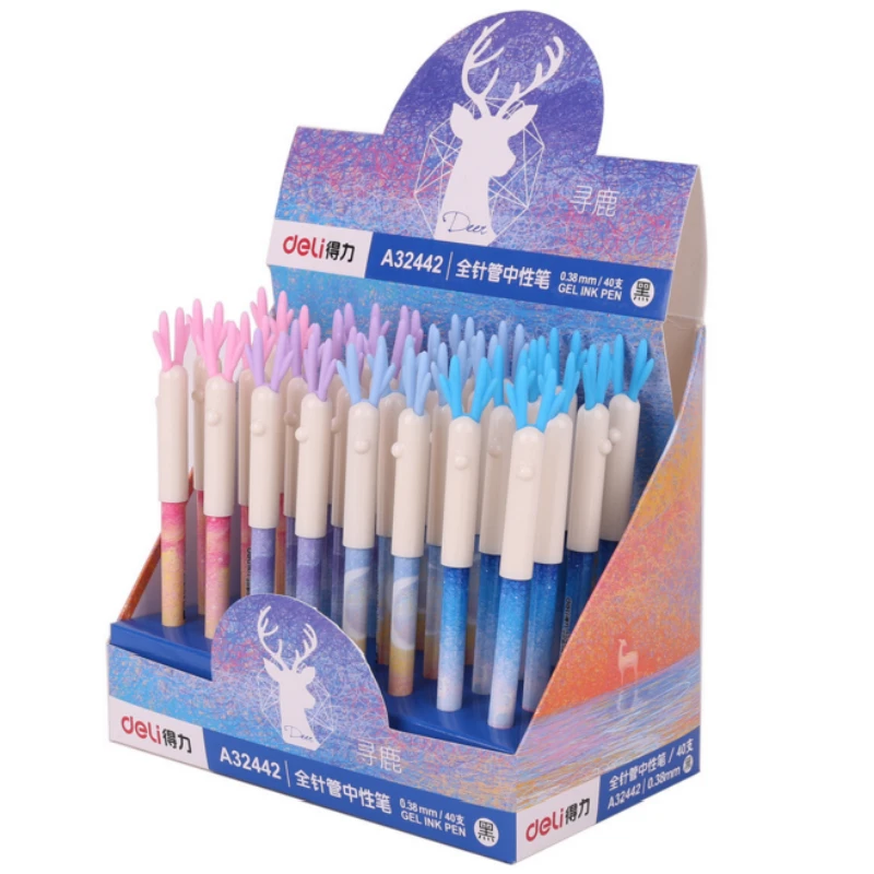 

4Pcs/set Hot Sale 0.38mm Creative Kawaii Deer Plastic Gel Pen For Kids Novelty Item Stationery