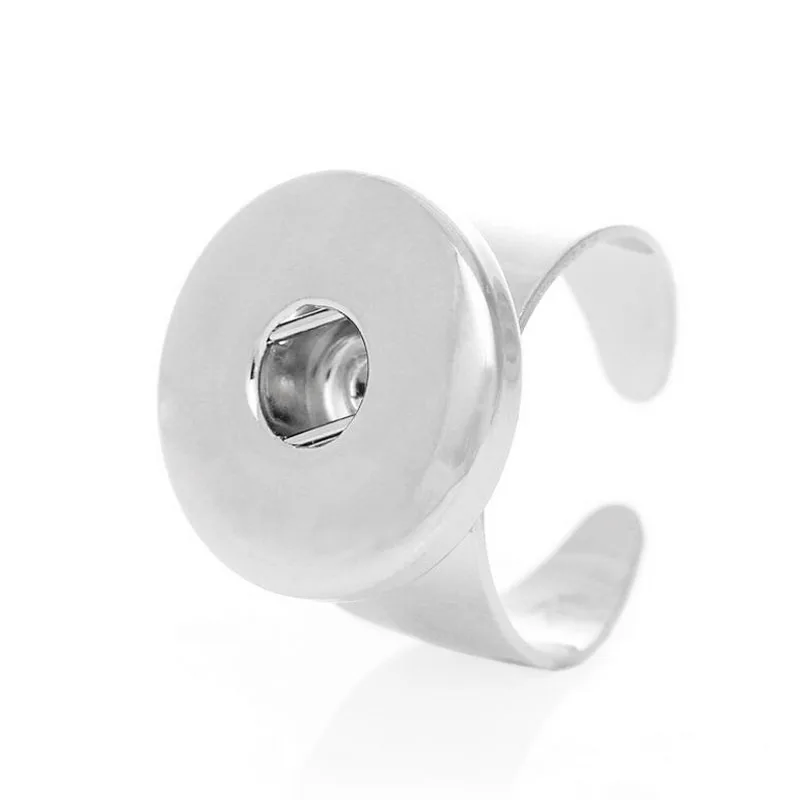 High Quality Fashion Silver Metal Adjustable Open Ring Fit Ginger 18mm Snap Button Rings Diy
