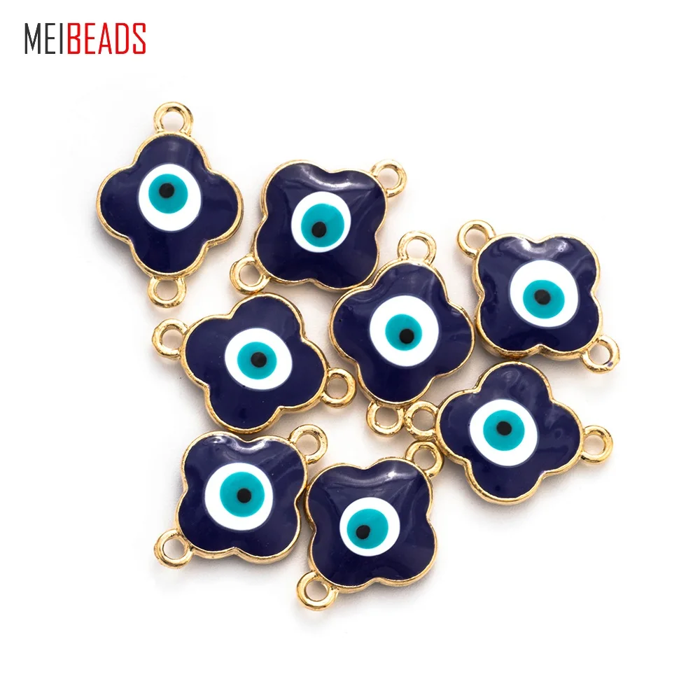 

MEIBEADS 10pcs/lot Turkish Evil Eye Connectors Cross-shaped Evil Eye Decoration Jewelry For Bracelet or Necklace UF7338