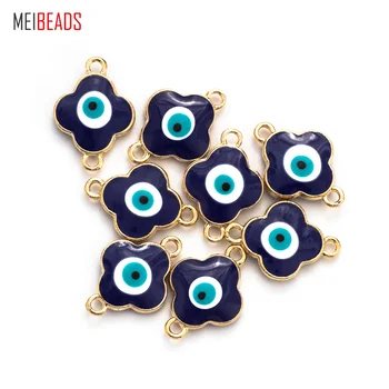 

MEIBEADS 10pcs/lot Turkish Evil Eye Connectors Cross-shaped Evil Eye Decoration Jewelry For Bracelet or Necklace UF7338