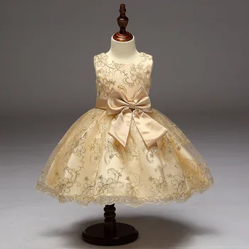 

Retail 2020 New Arrival Summer Girl Dress Recommended High-End Exquisite Embroidery Champagne Dress For Flower Girl Dress L9027