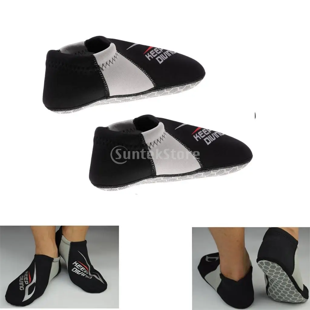 3mm Neoprene Scuba Diving Warm Socks Beach Swimming Surfing Snorkeling Kayak Water Sports Shoes Boots Equipment XS-XL Gray Black