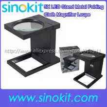 2 шт. в наборе, 5x стенд металлическая складная рукоятка лупа для ткани лупа со шкалой и два светодиодный огнями обнаружения Ткань Оборудование для ремонта часов и ювелирных изделий с MG14117