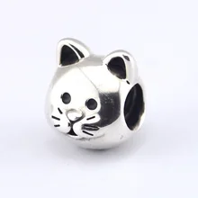 Подходит Pandora Подвески браслеты бусины кошка 925 стерлингового серебра ювелирные изделия