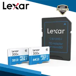 Lexar 64G Micro Sdxc UHS-I карта памяти Micro SD с адаптером ручка привода 300x45 Mb/s U1 C10 UHS I карта для планшета видеокамеры