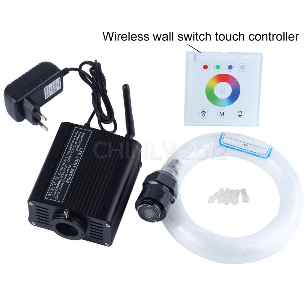 

16W RGBW 2.4G wireless wall switch touch controller LED Fiber optic light Star Ceiling Kit Lights 200pcs 0.75mm 2M+crystal
