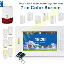 Расширенный умный 868 МГц 7 дюймов сенсорный экран авто-набор SMS домашняя Безопасность GSM сигнализация с Умной IOS Android приложение