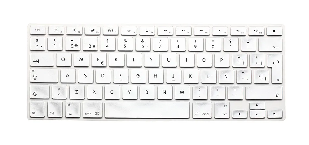 RYGOU ЕС Великобритания испанские буквы клавиатура чехол для Macbook Air Pro retina 13 15 ноутбук защитная пленка наклейки для Mac book 13" - Цвет: Серебристый