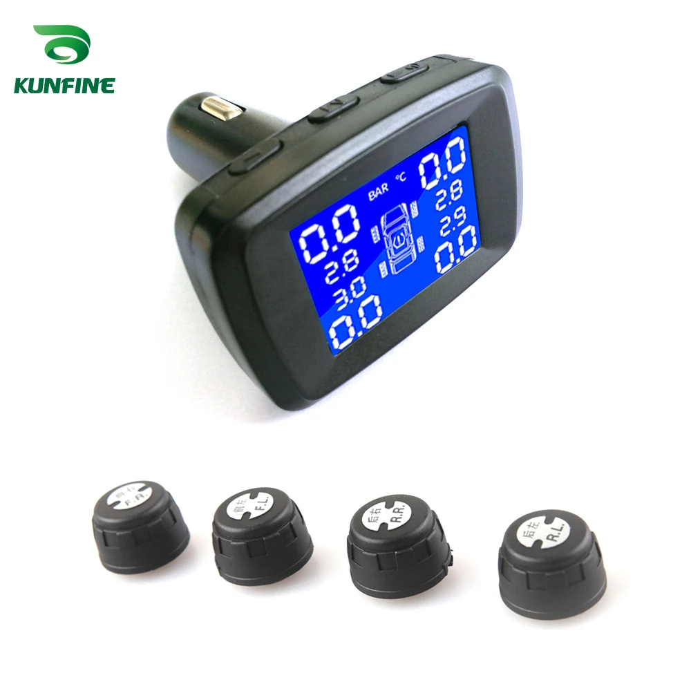 Smart Car TPMS Tyre Pressure Monitoring System Cigarette Lighter Digital LCD Display Auto Security Alarm Systems With 4 Sensors C (5)