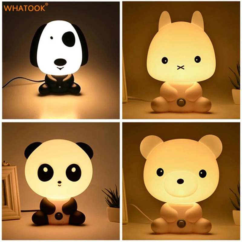 

Cute Panda/Rabbit/Dog/Bear LED Night Lights Cartoon Animal 3D Light EU/US Nursery Sleeping Baby Bedroom Bulb Lamp with Gifts Box