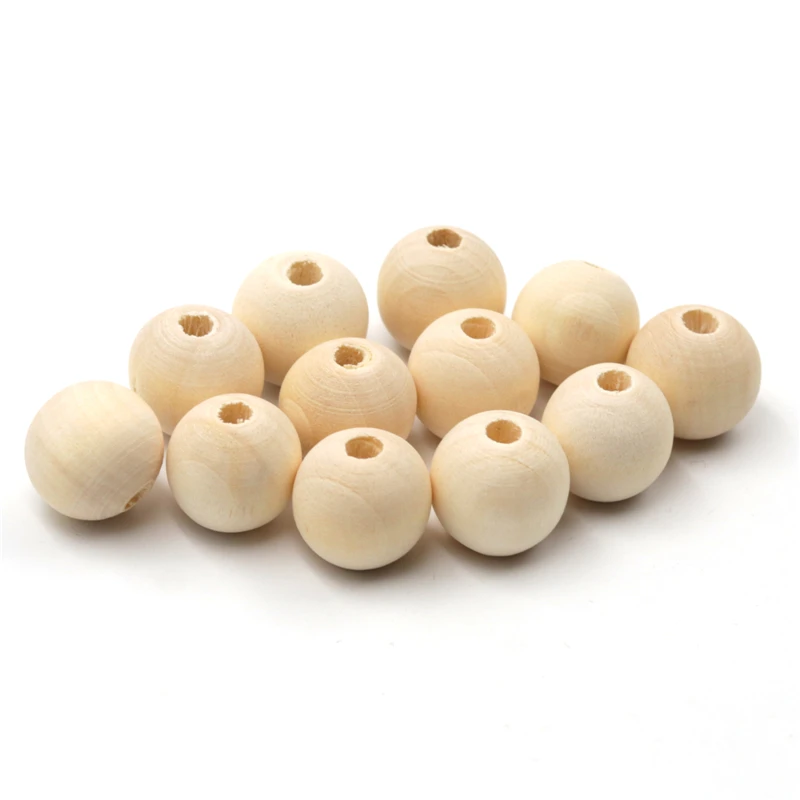 

5-300pcs Natural Ball Wood Spacer Beads For Charm Bracelet Baby Children Jewelry Making DIY Wooden Beads 6-40mm Pick Size