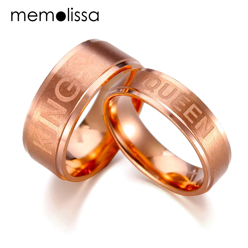 Best MeMolissa Engraving Wedding Rings for Women Men Stainless Steel Matt Surface Anniversary Band Valentine Gift His Queen Her King