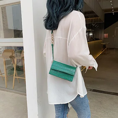 Мини-сумки через плечо с каменным узором для женщин, из искусственной кожи, кошельки и сумки, новые дизайнерские женские сумки через плечо - Цвет: L  Green