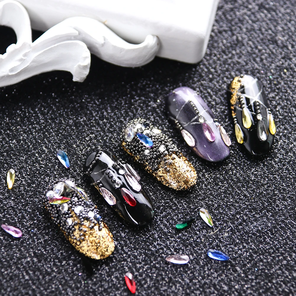 10 шт ногтей Стразы Кристалл страз камни плоские с оборота капли формы 3D декоративный Маникюр алмаз для дизайна ногтей CH905