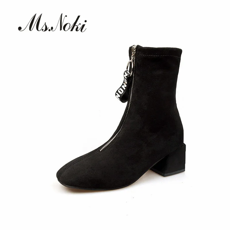 boots women platforms solid high heel shoes warm short plush female boot square toe wedges slip on girl boots of winter fashion