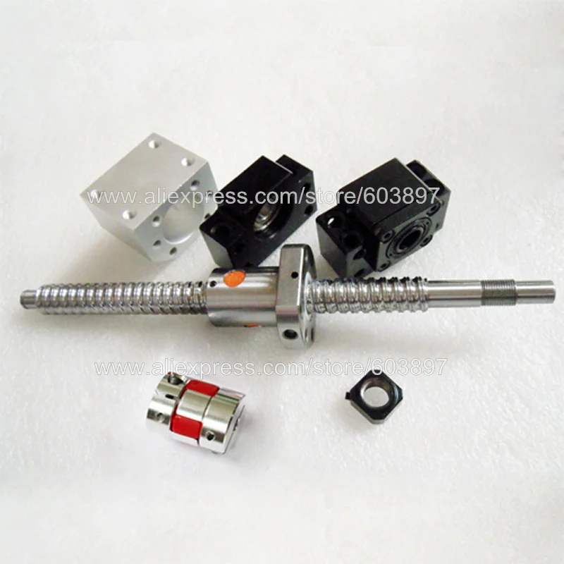 

SFU1605 ball screw SFU1605 L 600mm C7 with ball nut end machined + BK12 / BF12 end support + shaft coupling for CNC