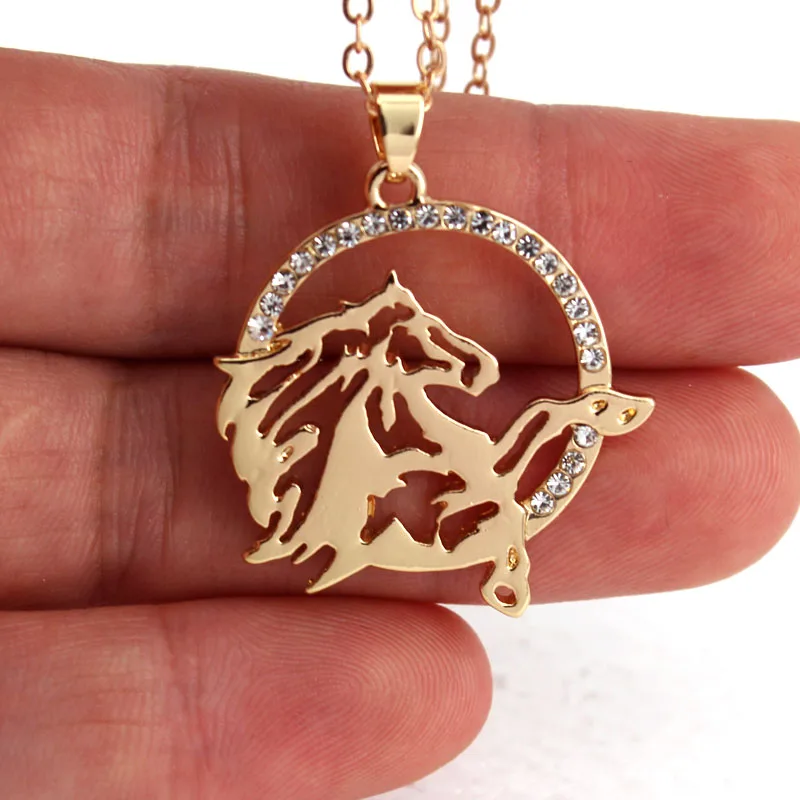 

hzew new round shape and running horse pendant necklace horse fashion jewelry gift