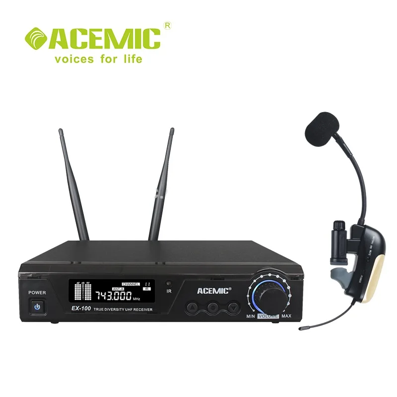 ACEMIC Профессиональный UHF Беспроводной саксофон микрофон на раструб беспроводной