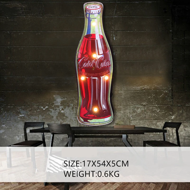 Холодный Cola светодиодный неоновый светильник винтажная металлическая рекламная