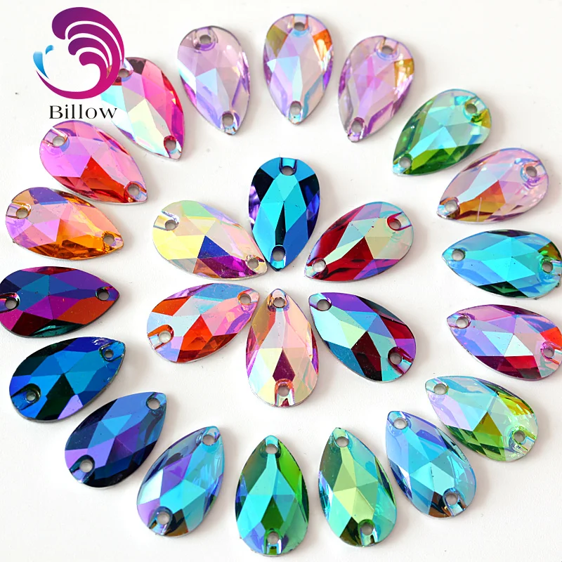 

Droplet Many Color Resin Sew On Rhinestones Teardrop Flatback Sew-on Stones Sewing Rhinestone With 2 Holes Wedding Dress B3402