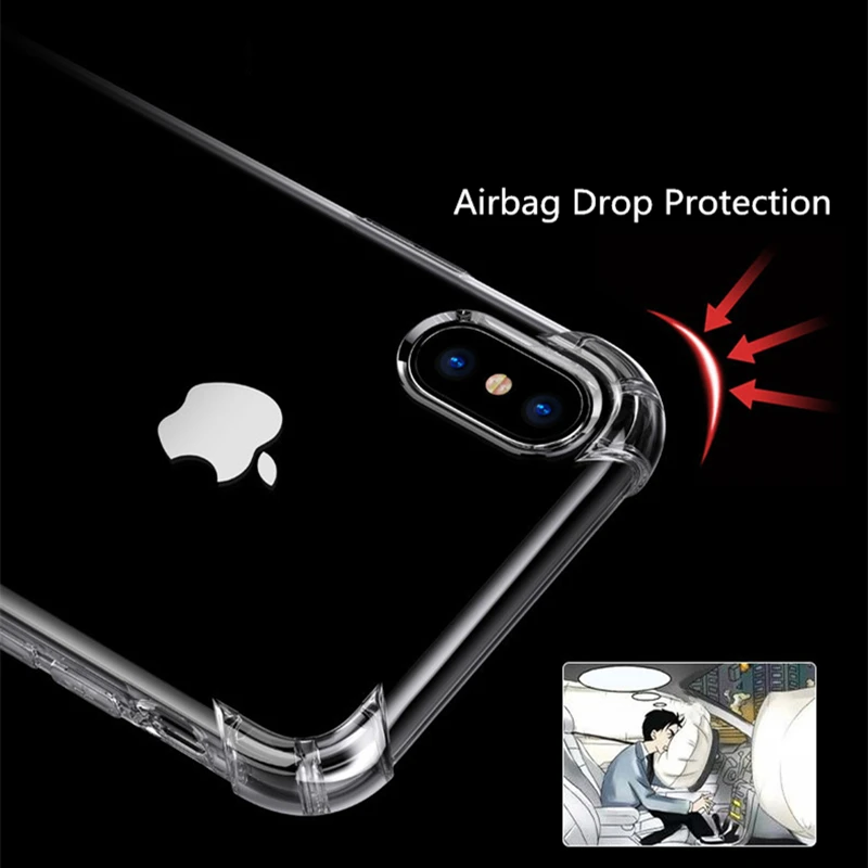 Противоударный прозрачный мягкий силиконовый защитный чехол для iPhone 5 5S SE 6S 8 7 Plus
