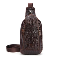 Мужская сумка-мессенджер с крокодиловым узором, Мужская нагрудная сумка из телячьей кожи, мужская сумка через плечо, сумка для мобильных телефонов, мужская сумка в виде полумесяца