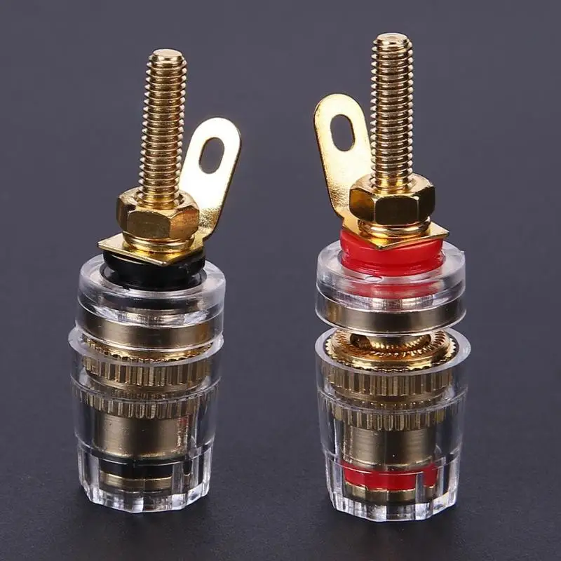 

2pcs 4mm Professional Gold Plated Banana Socket Binding Post Nut Banana Plug Jack Connector Clear Speaker Jack Adapter Socket