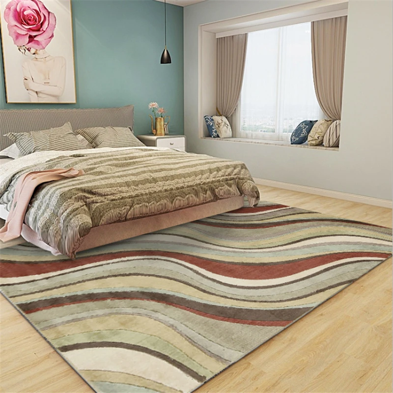

AOVOLL European And American Retro Atmosphere Abstract Geometric Curved Line Pattern Carpet Carpets For Living Room Bedroom Rugs