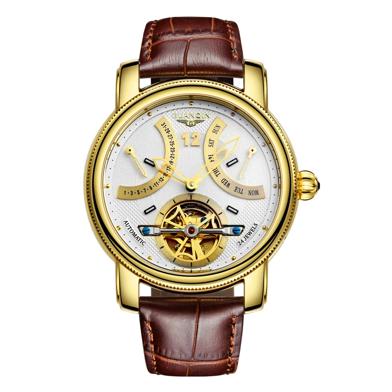 

GUANQIN GJ16009 watches men luxury brand automatic mechanical watches waterproof luminous Tourbillon calendar leisure watch