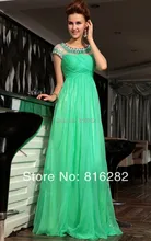 2016 neue Fashion Moderne A-linie Strass Bodenlangen Halsausschnitt Hohl hiffon abendkleider Abendkleid