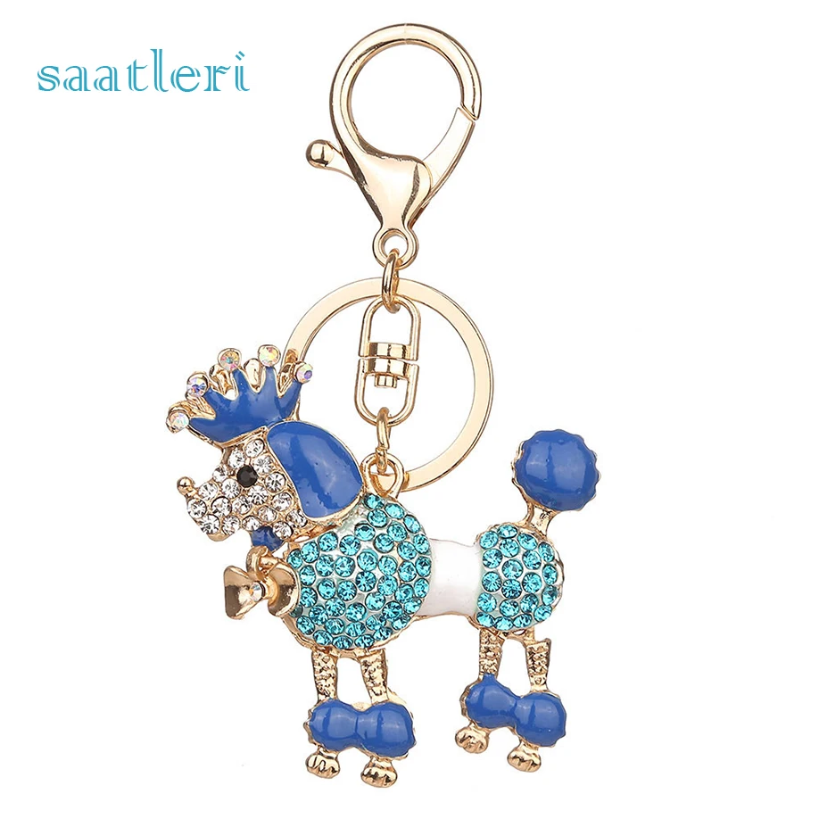 saatleri 2017 new fashion Dog Rhinestone Tassel Keychain Bag Handbag Key Ring Car Key Pendant