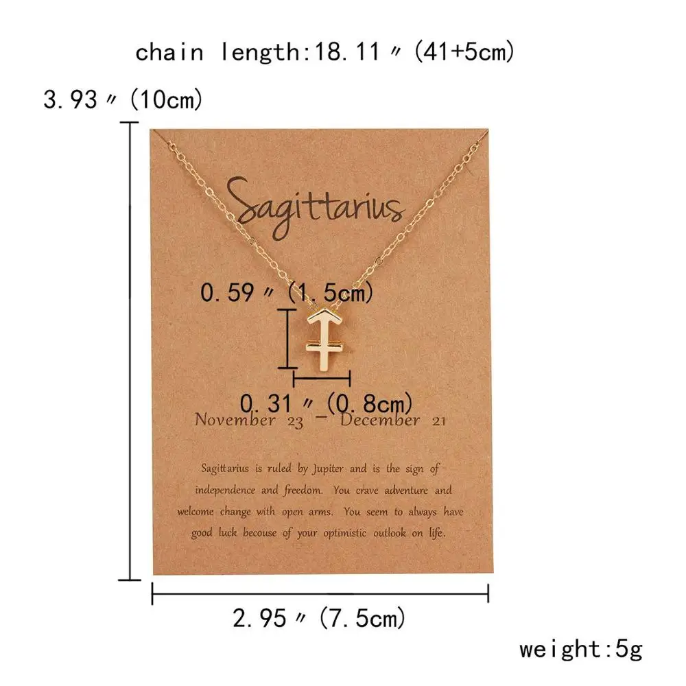 Rinhoo стиль 12 Созвездие подвеска ожерелье с картой Знак зодиака золотое ожерелье для женщин и мужчин подарки на день рождения ювелирные изделия - Окраска металла: 11