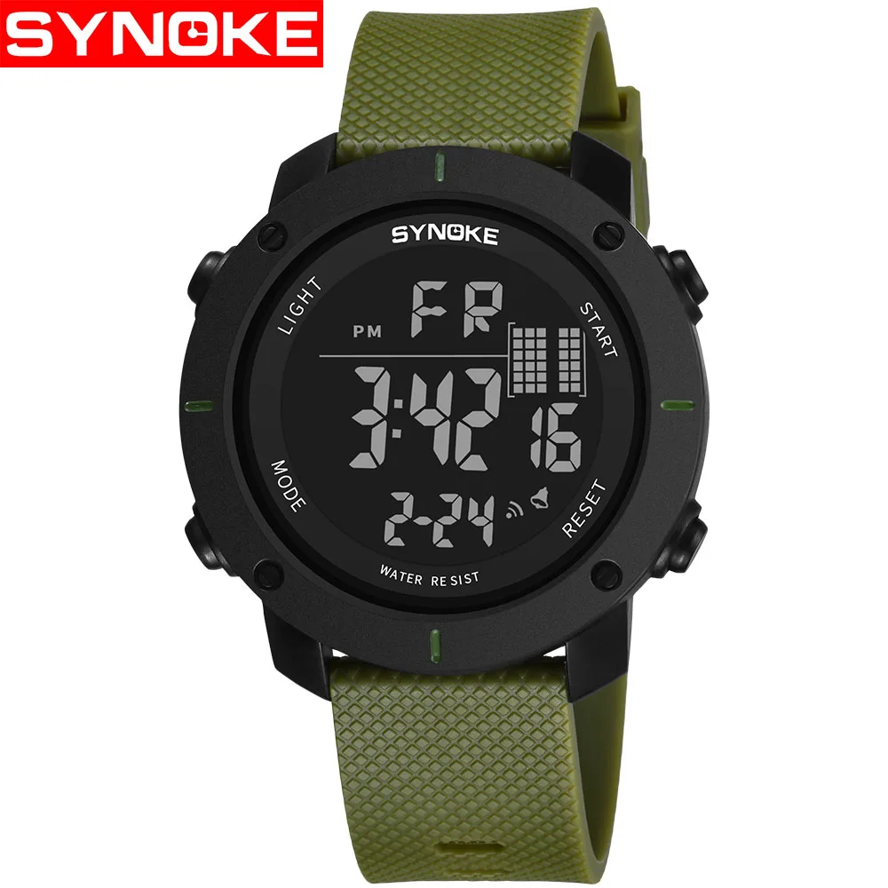 

SYNOKE Sport LED Watch Men Alarm Water Resistant Digital Wristwatches for Boy Electronic Clock Stop Watches erkek kol saati