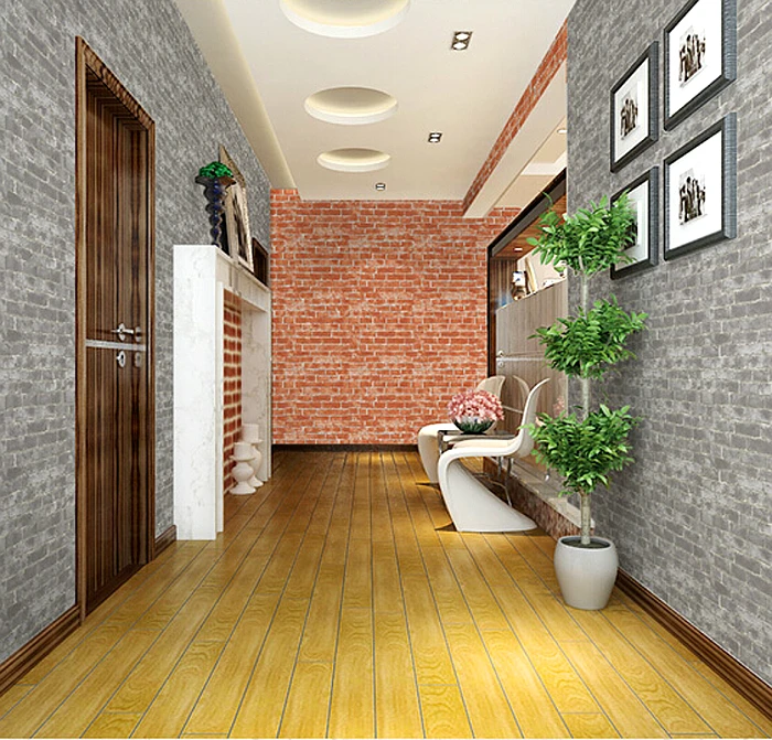 Shabby Chic Vintage Vinyl Grey Brick Wallpaper Roll Rustic Red Wall Paper For Bedroom Backdrop