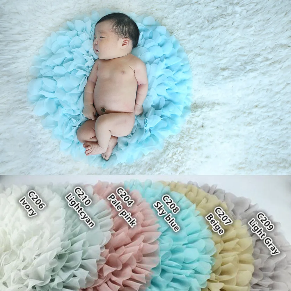 

6colors 50cm circle flower chiffon blanket Newborn props infant basket filler stuffer photo baby backdrops background